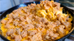 Fried chicken macaroni and cheese casserole