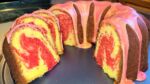 Lemon Strawberry Marble Pound Cake
