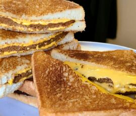 Hot sausage grilled cheese sandwiches