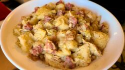 Smothered Potatoes with chicken and smoked sausage