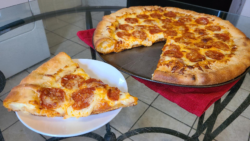 Stuffed crust pepperoni pizza