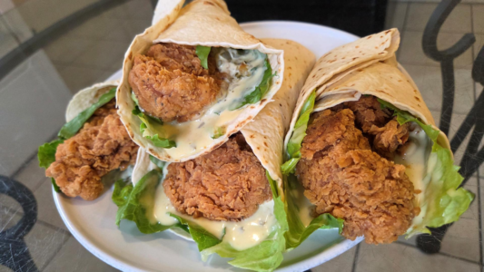 Honey Mustard Fried chicken wraps