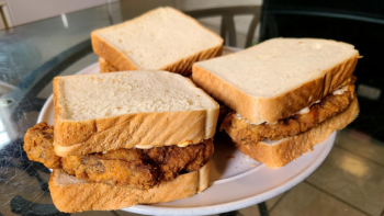 Fried pork chop sandwiches