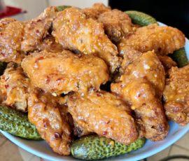 Dill pickle fried chicken wings